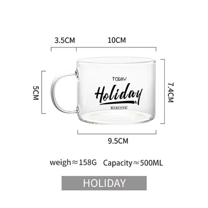 Creative Alphabet Glass Large Juice Cup with Handle Office Tea Cup Dessert Cup Oatmeal Cup Breakfast Cup Glass