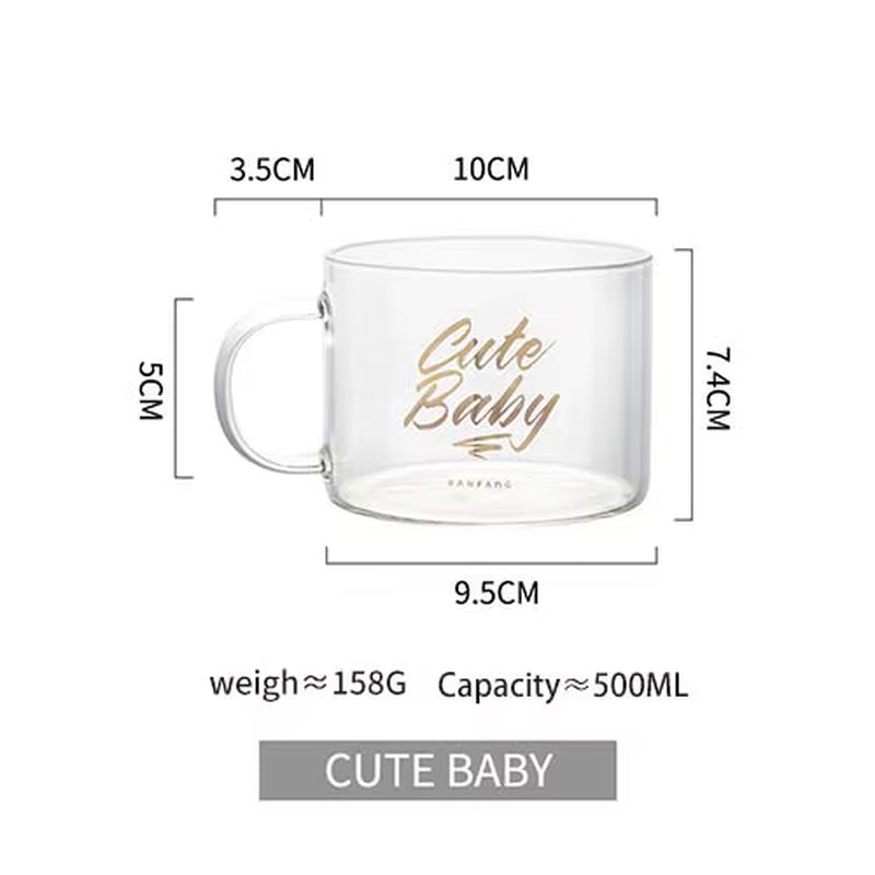 Creative Alphabet Glass Large Juice Cup with Handle Office Tea Cup Dessert Cup Oatmeal Cup Breakfast Cup Glass