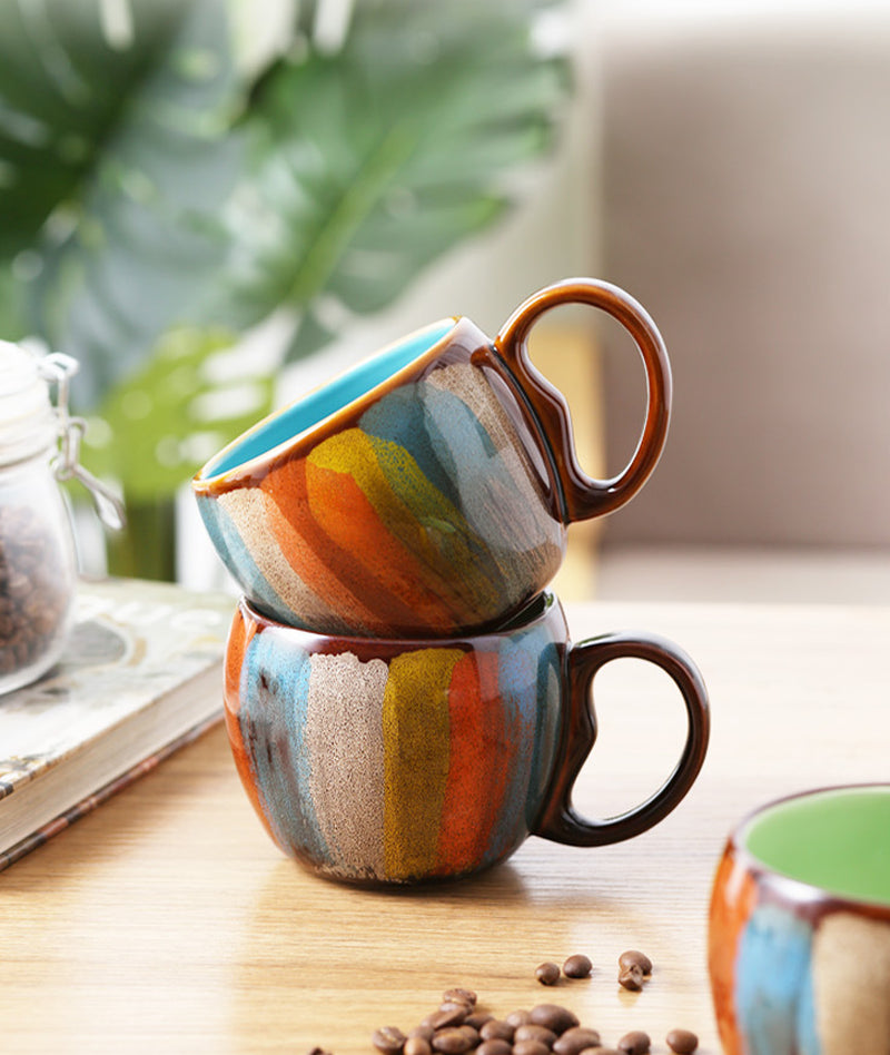 Creative Ceramic Cup Milk Cup Water Cup Coffee Cup Breakfast Cup Couple Cup to Cup Mug with Lid Spoon