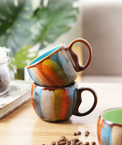 Creative Ceramic Cup Milk Cup Water Cup Coffee Cup Breakfast Cup Couple Cup to Cup Mug with Lid Spoon