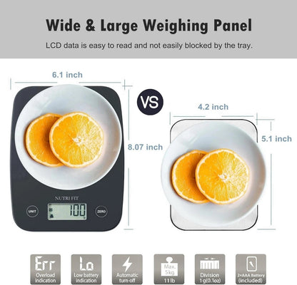 Professional Digital Kitchen Scale, 11 lb Capacity, Precision Measurement in Grams and Ounces (0.1 oz / 1 g)