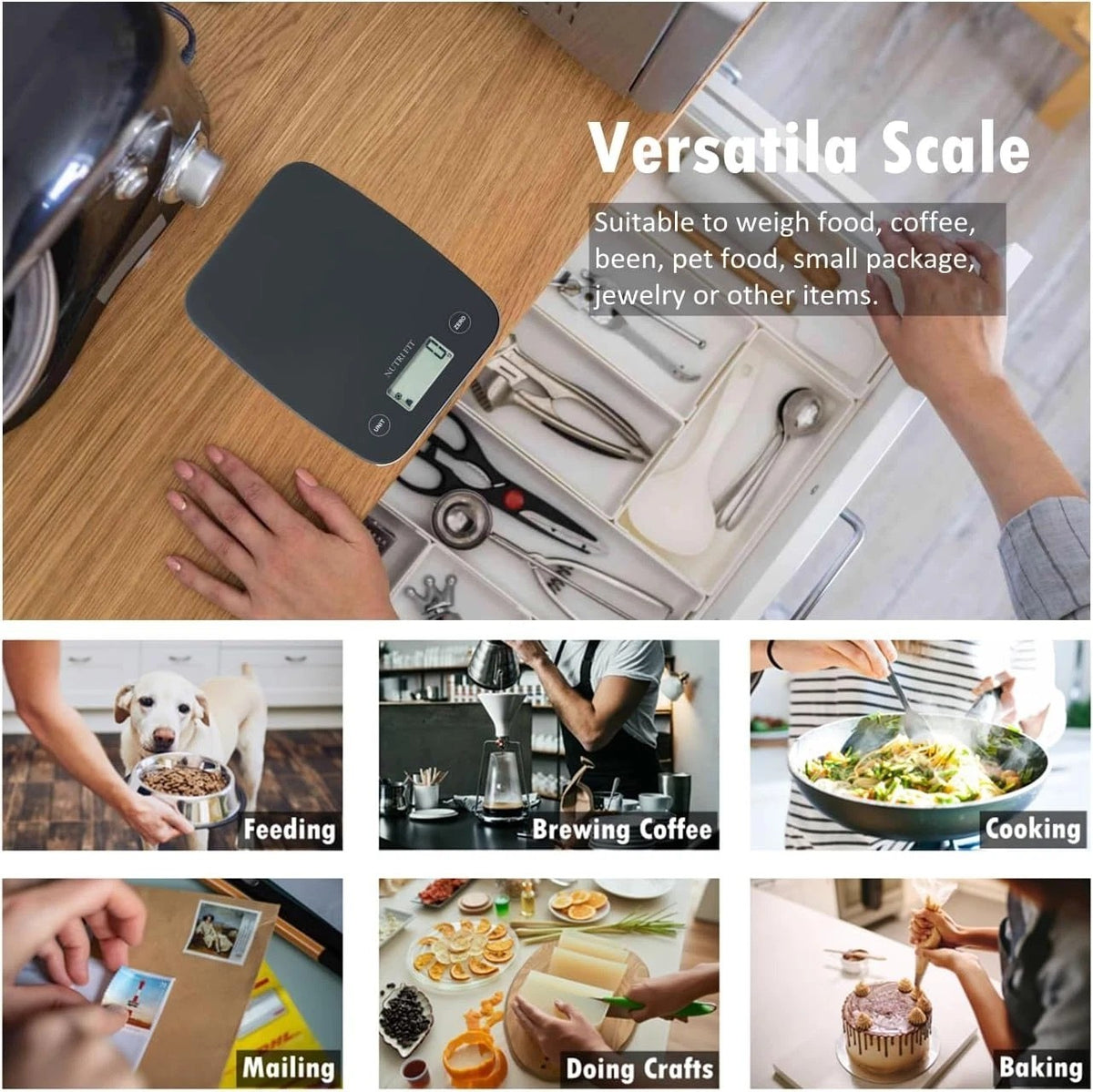 Professional Digital Kitchen Scale, 11 lb Capacity, Precision Measurement in Grams and Ounces (0.1 oz / 1 g)