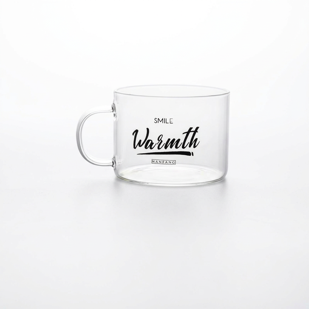 Creative Alphabet Glass Large Juice Cup with Handle Office Tea Cup Dessert Cup Oatmeal Cup Breakfast Cup Glass